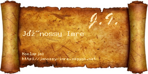 Jánossy Imre névjegykártya
